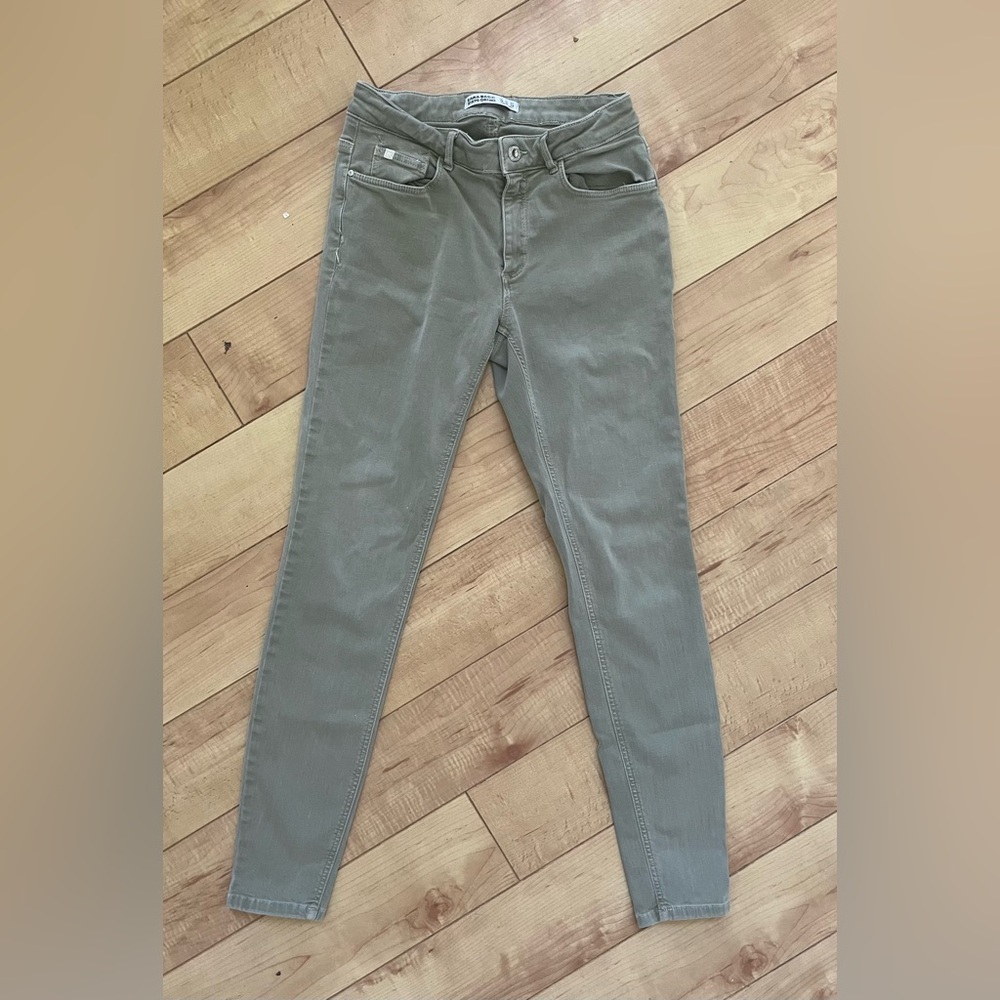 Zara Basic Khaki Denim Pants